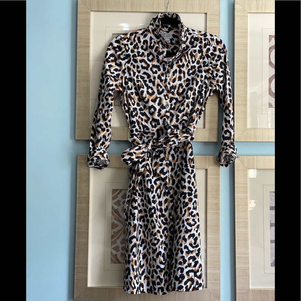 EUC J.Crew Leopard Print Shirtdress Sz 2